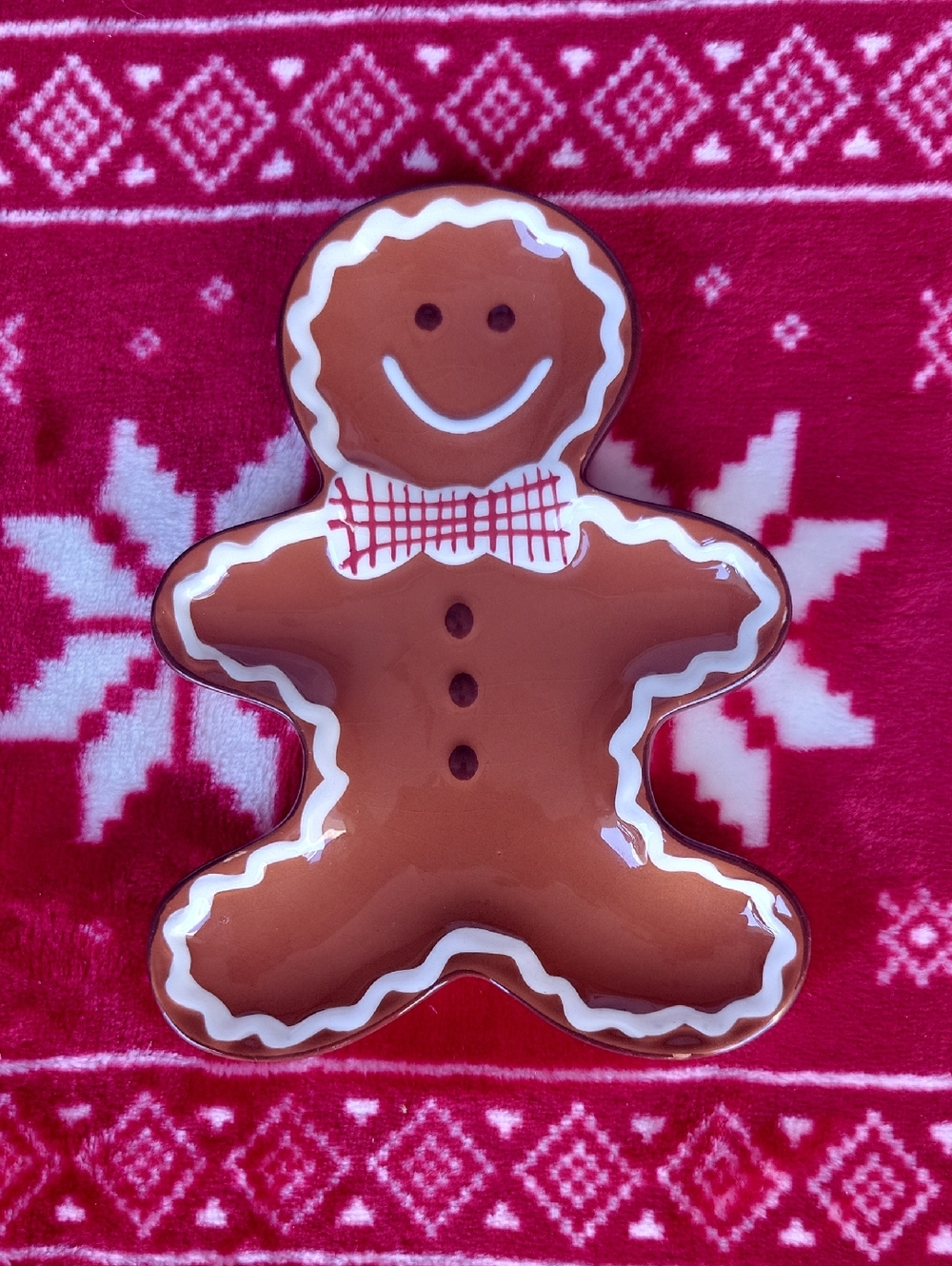 Pier 1 Gingerbread Cookie Decorative Spoon Rest - Brown and Red